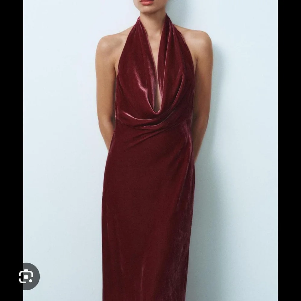 ZARA ELEGENCE VELVET OPEN BACK MIDI DRESS - SIZE XS - BRAND NEW WITH TAG - Picture 7 of 8